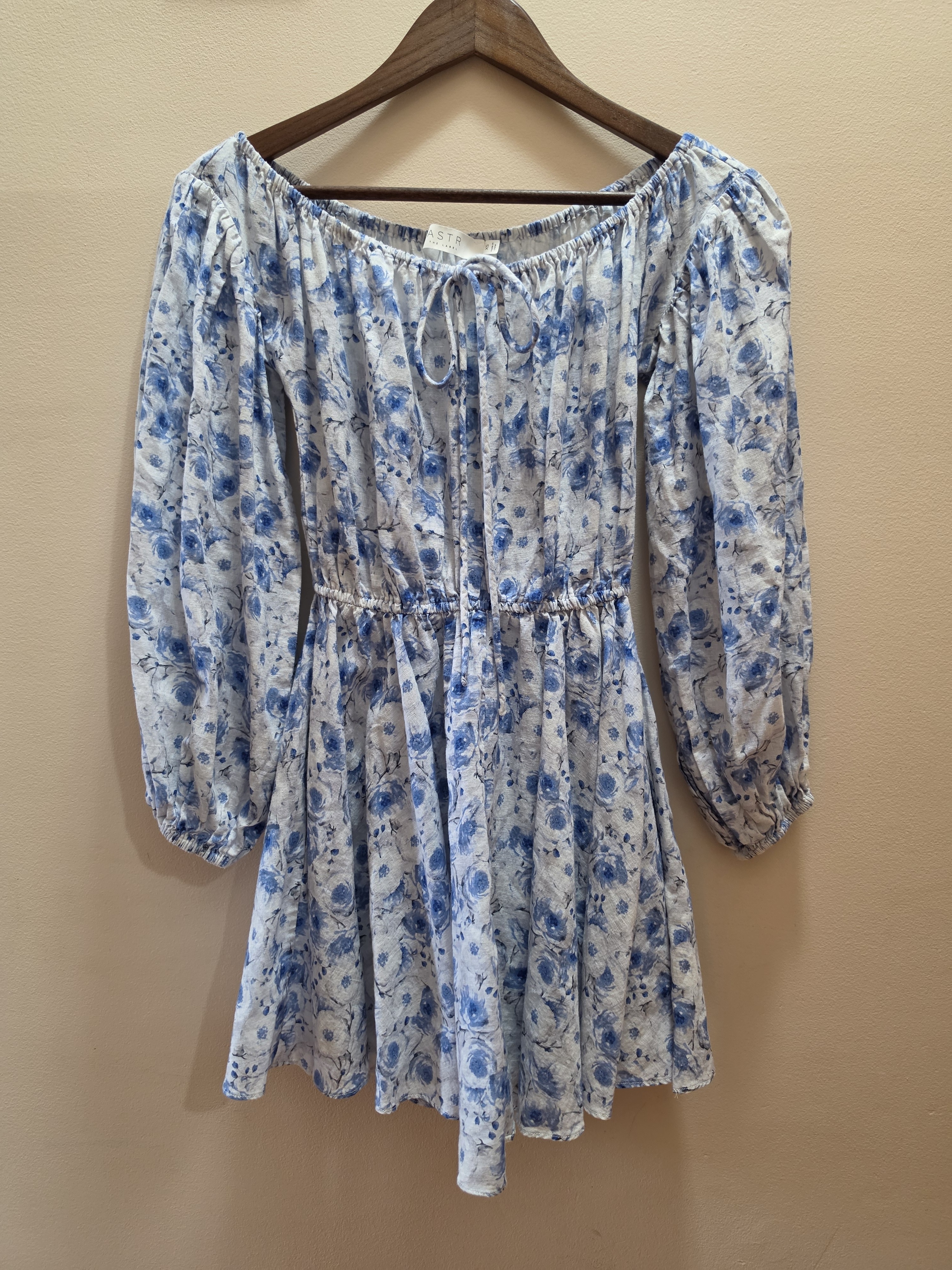 Astr The Label Sabine Floral Off-Shoulder Mini Dress Xs 100% Cotton/Linen Summer